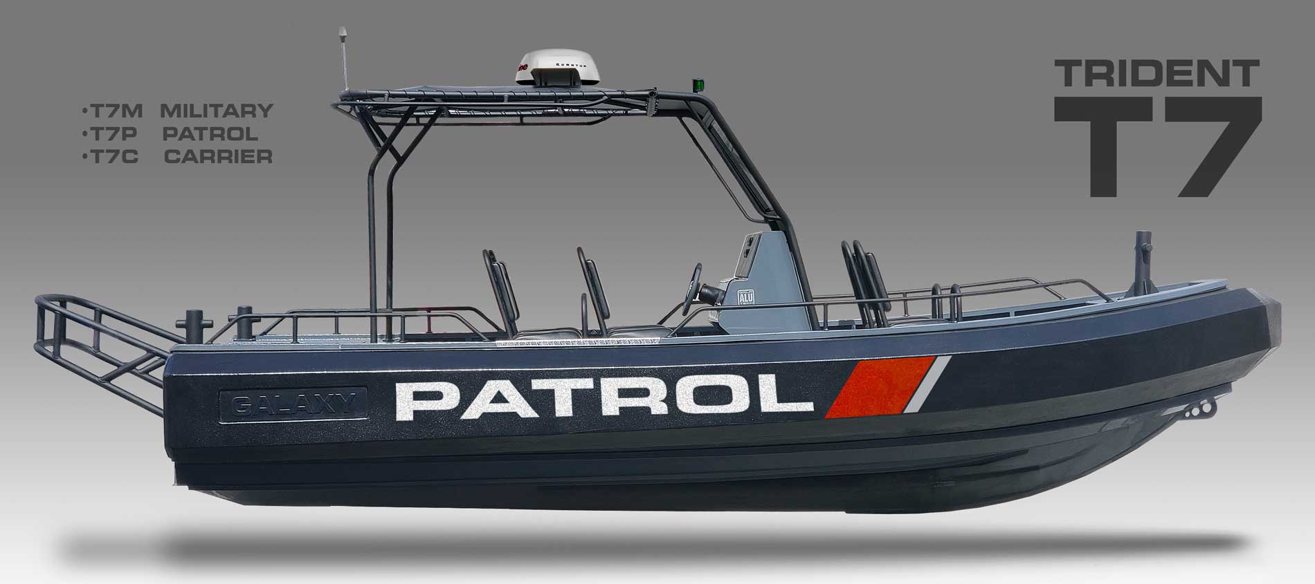 Rigid inflatable boat RIB that is 21’4″ long, meets the toughest requirements for operation boats, law enforcement & patrol, heavy duty military & commercial use.